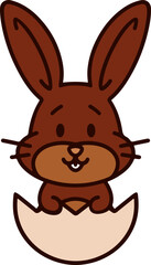 cute easter bunny in egg cartoon