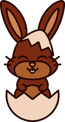cute easter bunny in egg cartoon