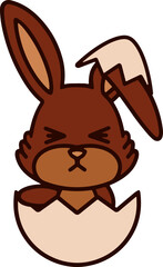 cute easter bunny in egg cartoon
