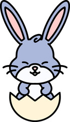cute easter bunny in egg cartoon