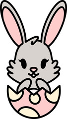 cute easter bunny in egg cartoon