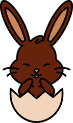 cute easter bunny in egg cartoon