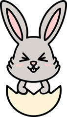 cute easter bunny in egg cartoon