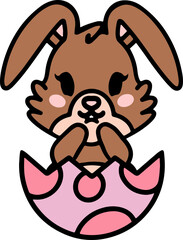 cute easter bunny in egg cartoon
