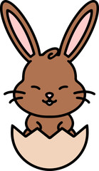 cute easter bunny in egg cartoon