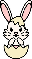 cute easter bunny in egg cartoon
