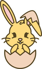 cute easter bunny in egg cartoon