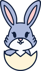 cute easter bunny in egg cartoon