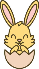 cute easter bunny in egg cartoon