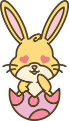 cute easter bunny in egg cartoon