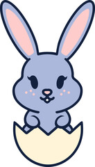 cute easter bunny in egg cartoon