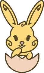 cute easter bunny in egg cartoon