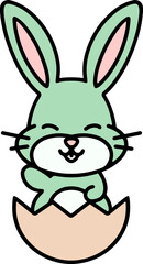 cute easter bunny in egg cartoon