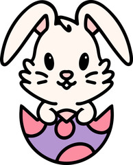 cute easter bunny in egg cartoon