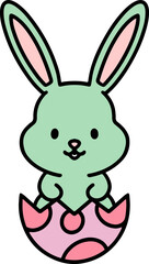 cute easter bunny in egg cartoon