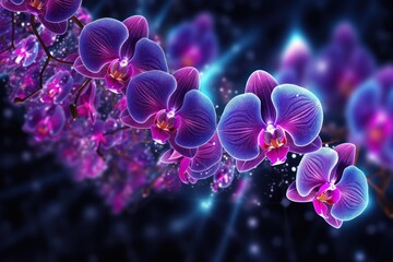 Orchid Futuristic Data Stream Abstract Background  - obrazy, fototapety, plakaty