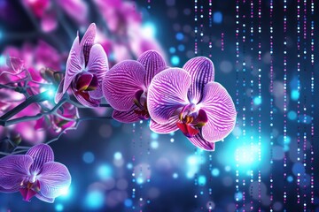 Orchid Futuristic Data Stream Abstract Background 
