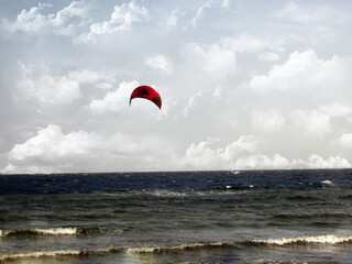 Kitesurfing in the sea