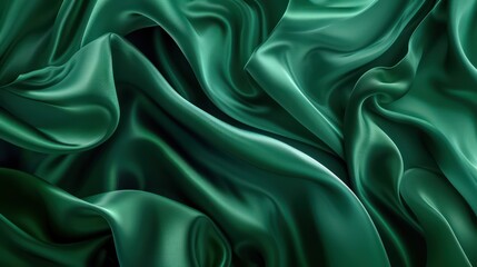 Obraz premium Abstract design of green silk waves background