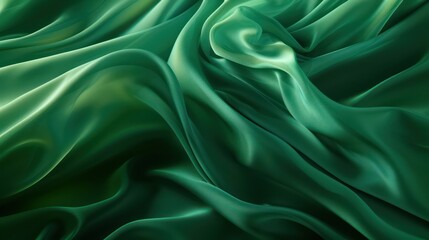 Obraz premium Abstract design of green silk waves background