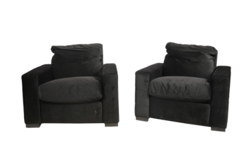 black leather armchair isolated on white