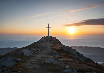 Summit cross, view at sunrise