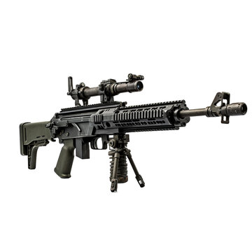M240 machine gun isolated on transparent background
