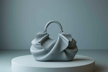 Explore elegance with a trendy gray women's handbag in a stunning studio display. Created by Generative AI, it embodies style and sophistication, making a statement in any ensemble