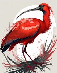 scarlet ibis bird - obrazy, fototapety, plakaty