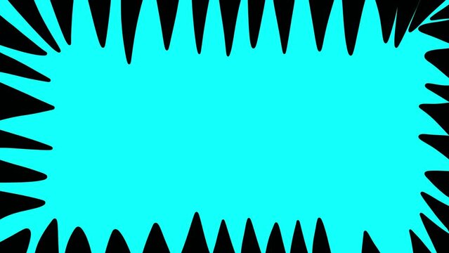 Video transition with cartoon black teeth on green screen. Eating animation for frame changes in 4K with alpha channel.