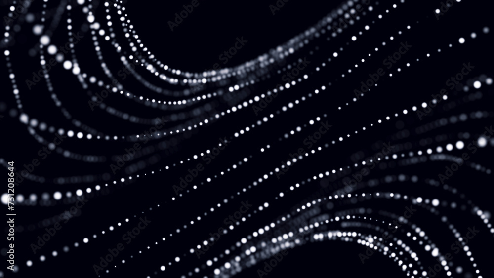 Poster abstract digital science background. a stream of luminous particles. big data visualization. 3d rend