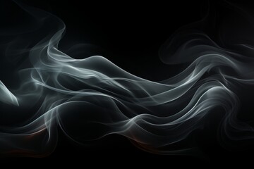 Abstract Smoke on solid black Background. Abstract flowing steam of air humidifier with swirl