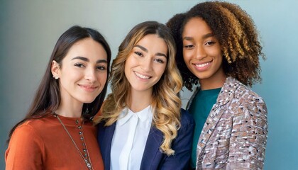 Obraz premium portrait of beautiful young women of different races and nationalities, stylish girls, friends