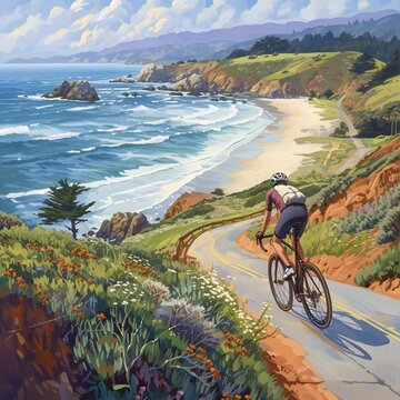 coastal breeze with an image featuring a cyclist pedaling along a scenic coastal route