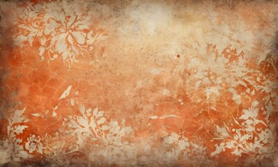 Soft peach tones serve as a delicate canvas over an intricate tapestry of abstract flowers