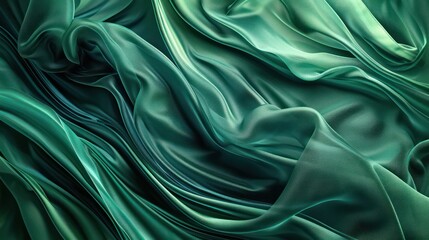 Obraz premium Abstract design of green silk waves background