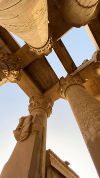 kom ombo temple columns egypt vertical 4k