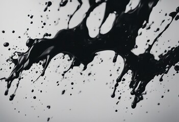 Black grunge brush strokes oil paint isolated on white