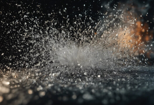 Explosion glass dust and piece texture and background isolated on black cracked window effect