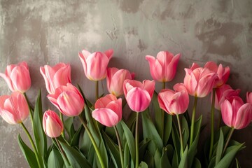 Stunning Floral Backdrop Created By Beautiful Arrangement Of Pink Tulips