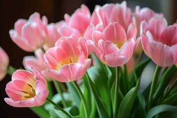 Stunning Floral Backdrop Created By Beautiful Arrangement Of Pink Tulips