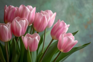 Blooming Elegance Captured In Delicate Arrangement Of Tulip Blossoms