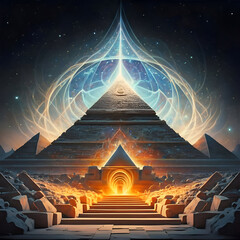 abstract view of four Dimension and ether, energy power, lost ancient civilizations. spiritual...