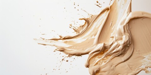 Closeup Shot Of Beige Cosmetics Being Smeared On White Background