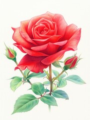 Fototapeta premium colored pencil sketch of red rose