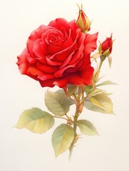 colored pencil sketch of red rose