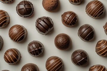 Fototapeta premium Close-Up Of Serene, Neutral Canvas Adorned With Delicious Chocolate Candies
