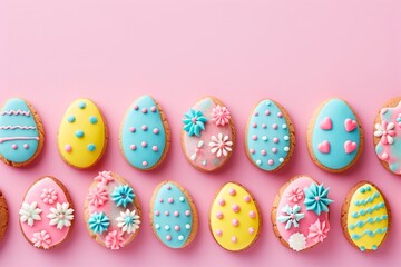Scrumptious Easter Cookies Enhanced With Colorful Frosting Designs, Set Against A Soft Pastel Background