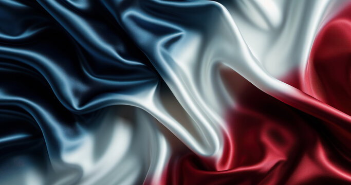 Elegant Satin With French Flag Colors Wavy Silk Fabric Background Olympic 