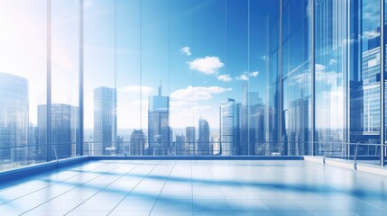 Modern business office skyscrapers. High-rise buildings with blue sky. bright and clean high tech office background